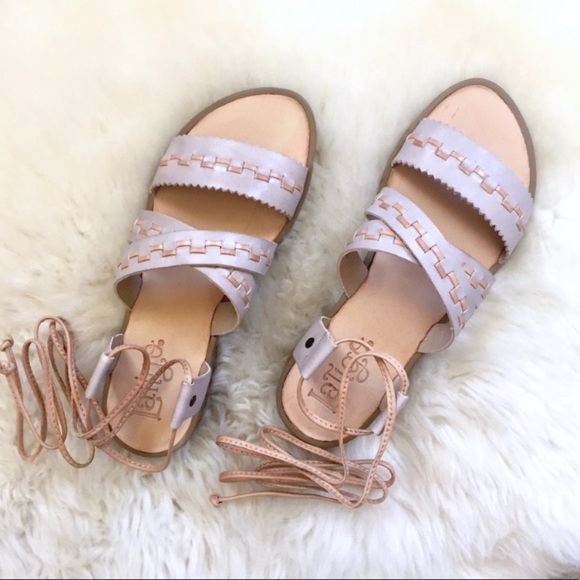 Latigo Gem Ankle Tie Flat Leather Sandals - Picture 5 of 8